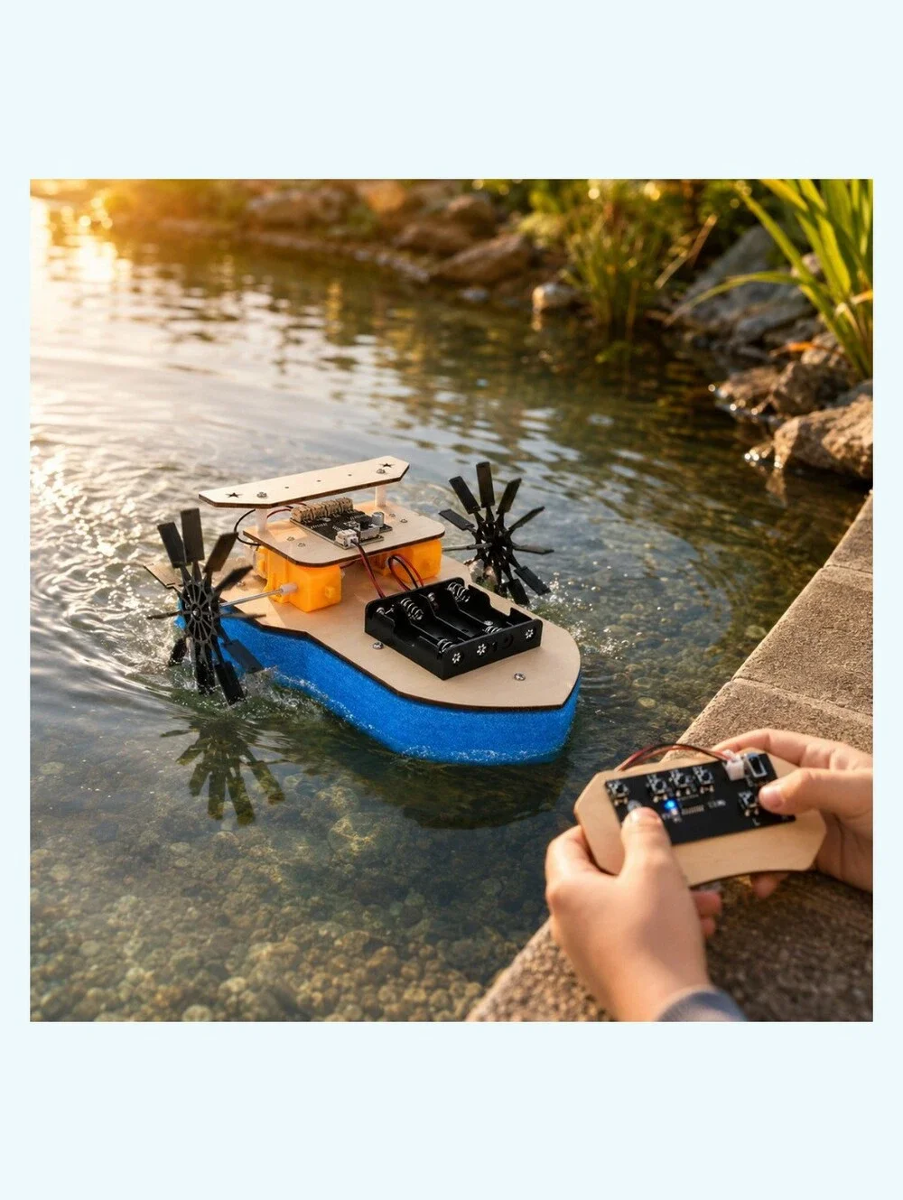 Kids RC Paddle-Wheel Boat STEM Building Kit Ages 8–12